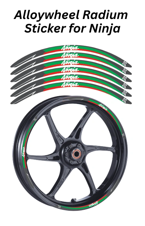 Alloy Wheel Radium Sticker Compatible with Ninja | Made in Premium Radium with FPF (Fade Protection Film), Waterproof, Precut Sticker, Pack Of 12